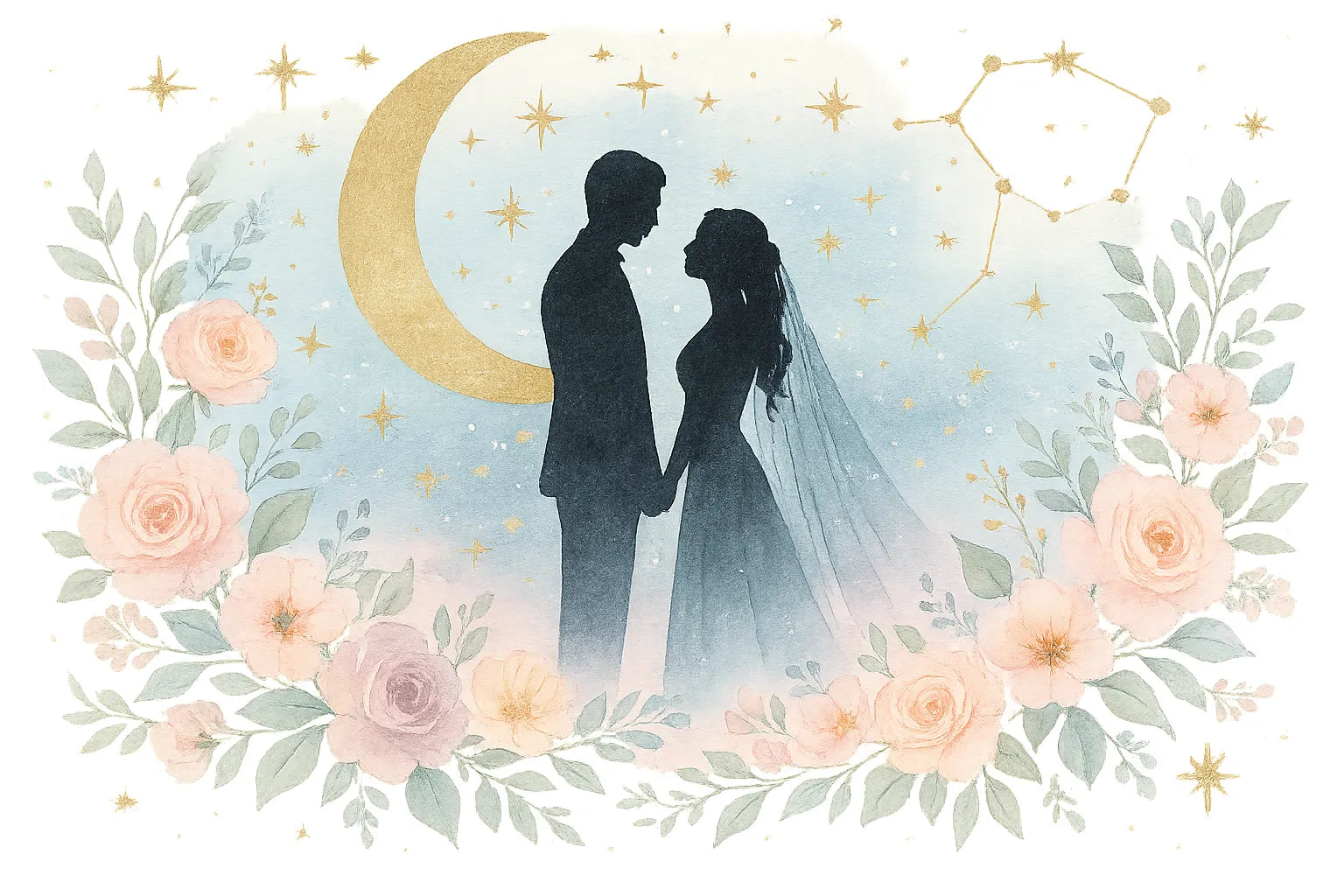 AI Prompt Guide for Celestial Wedding Clipart