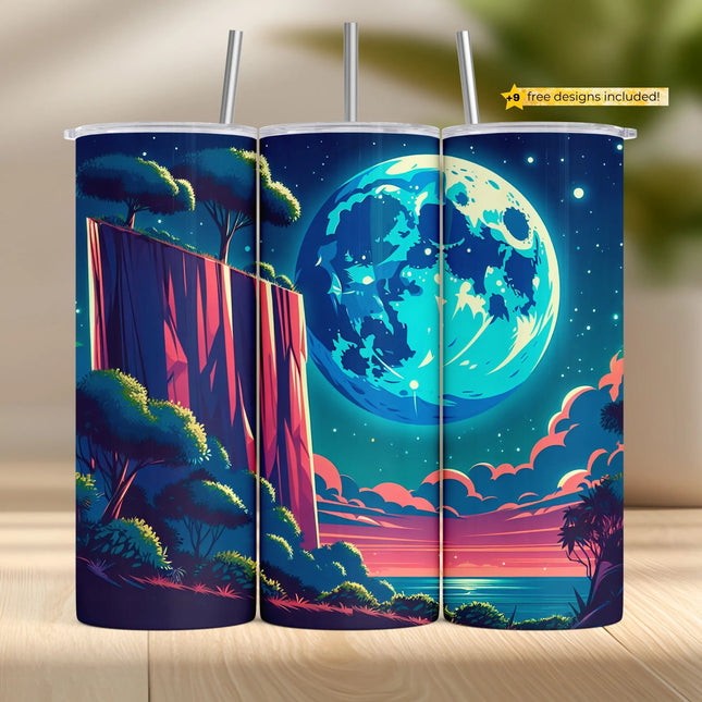 a couple of cups sitting on top of a wooden table