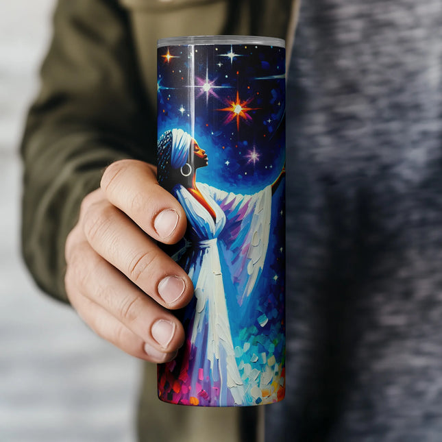 Affordable tumbler png sublimation wrap – vibrant star goddess design for DIY gifts and crafts