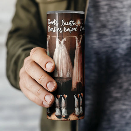 Affordable tumbler png sublimation wrap – boots and besties design for DIY wedding drinkware and gifts
