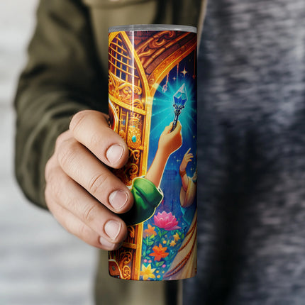 Affordable tumbler png sublimation wrap – boy adventurer and royal fantasy castle for DIY gifts