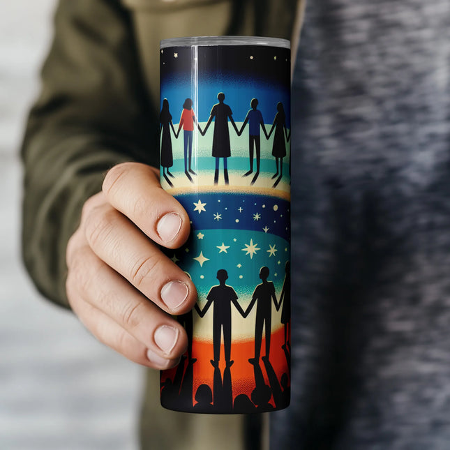Affordable tumbler png sublimation wrap – inclusion and connection scene for DIY drinkware and clipart