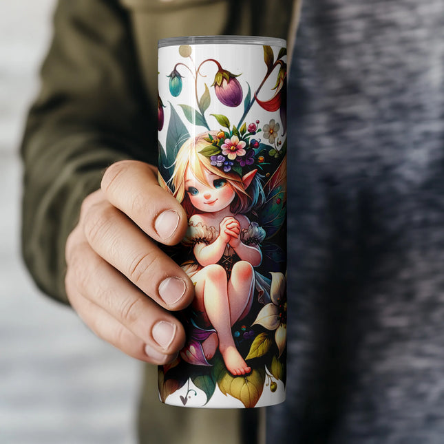 Affordable tumbler png sublimation wrap – magical forest fairy design for DIY crafts and gifts