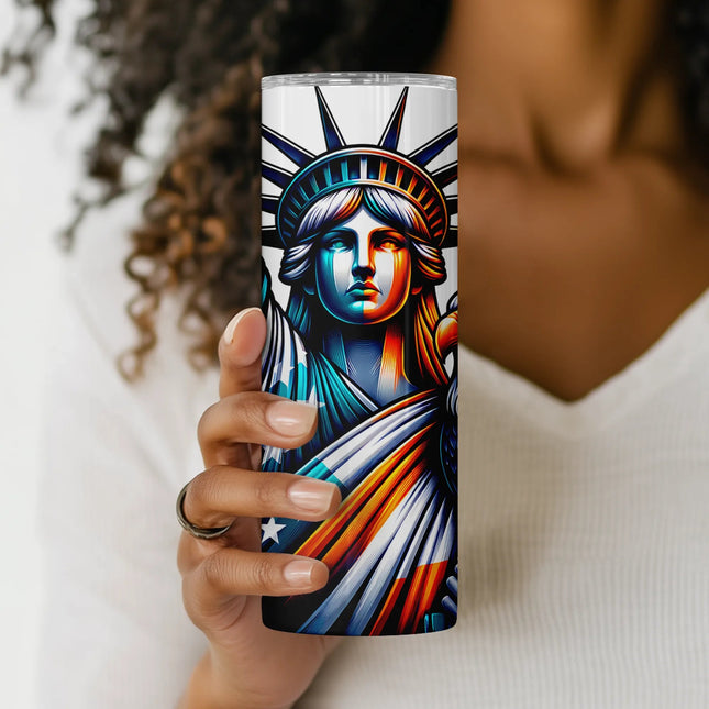 Flat PNG file preview of patriotic tumbler wrap featuring iconic U.S. symbols – ideal for DIY sublimation and digital download.