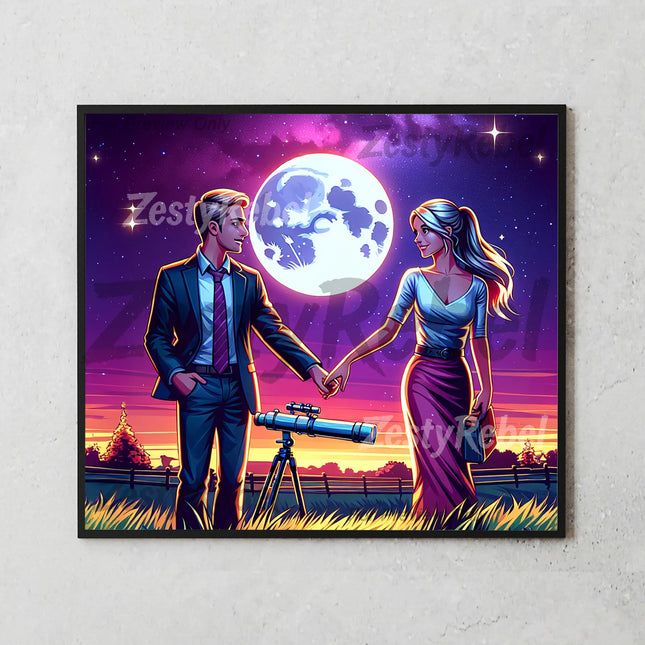 PNG sublimation wrap featuring a couple stargazing – DIY gift for lovers and crafters.