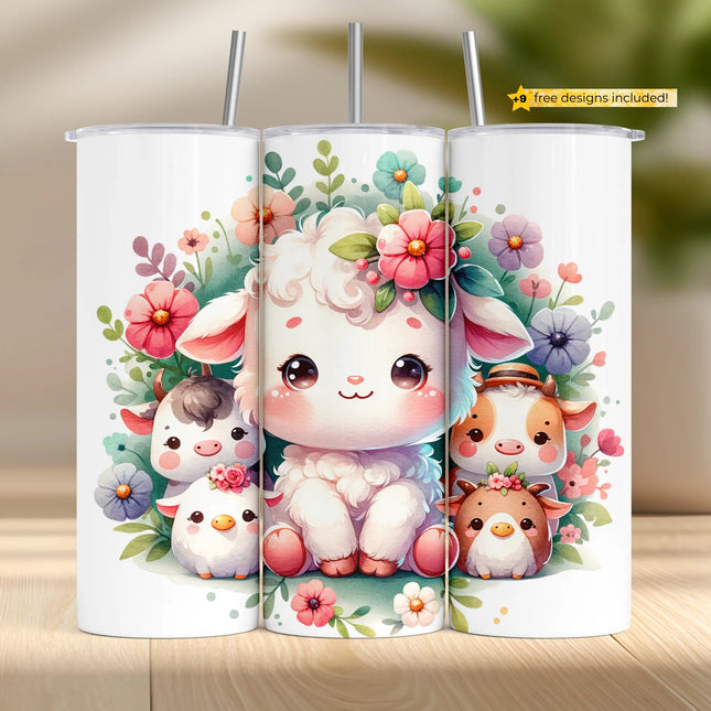 Buy tumbler png baby barn animals – cute digital download for kids drinkware and gift makers