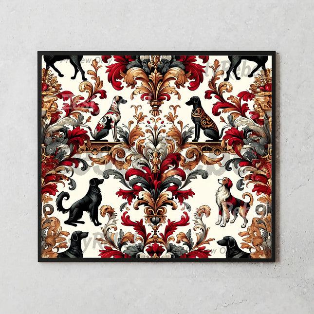 Best tumbler png for wall art and print on demand – baroque dog and floral design