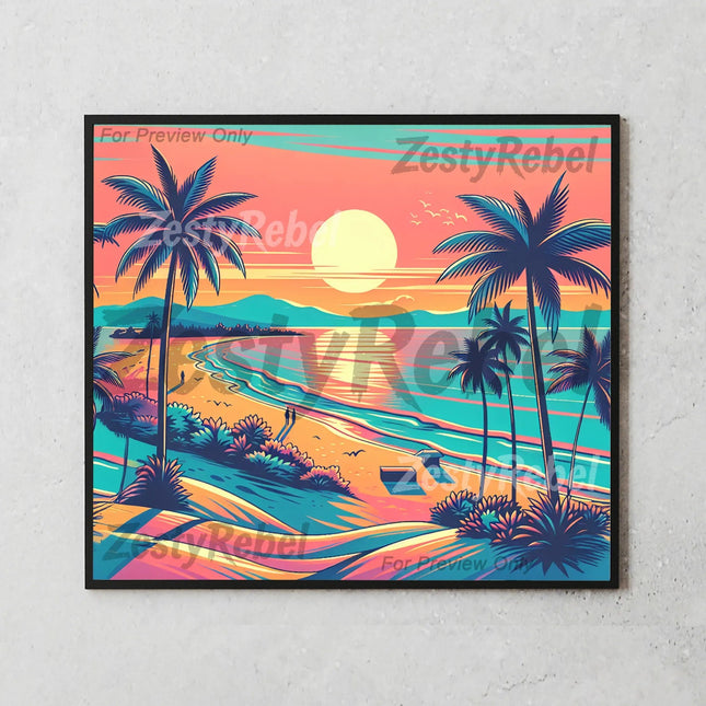 Best tumbler png for beach wall art – digital sunset design for print on demand and summer DIY