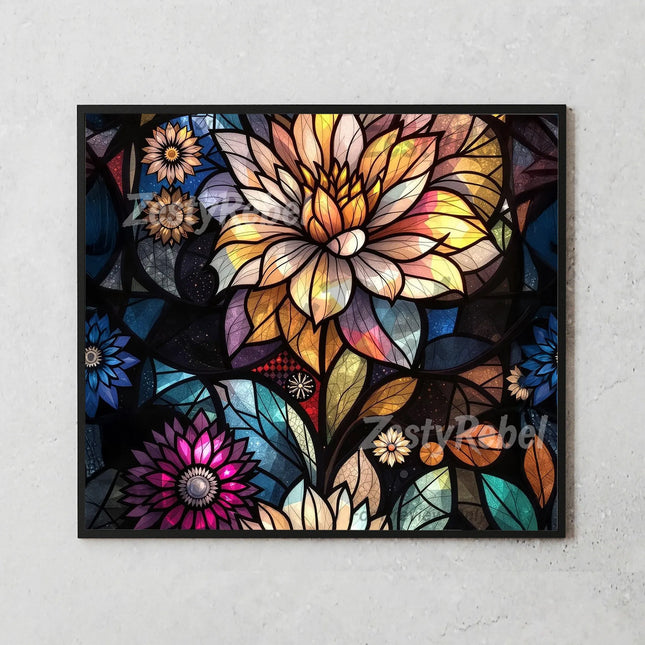 Best tumbler png print on demand – stained glass flowers for POD and DIY wall art projects