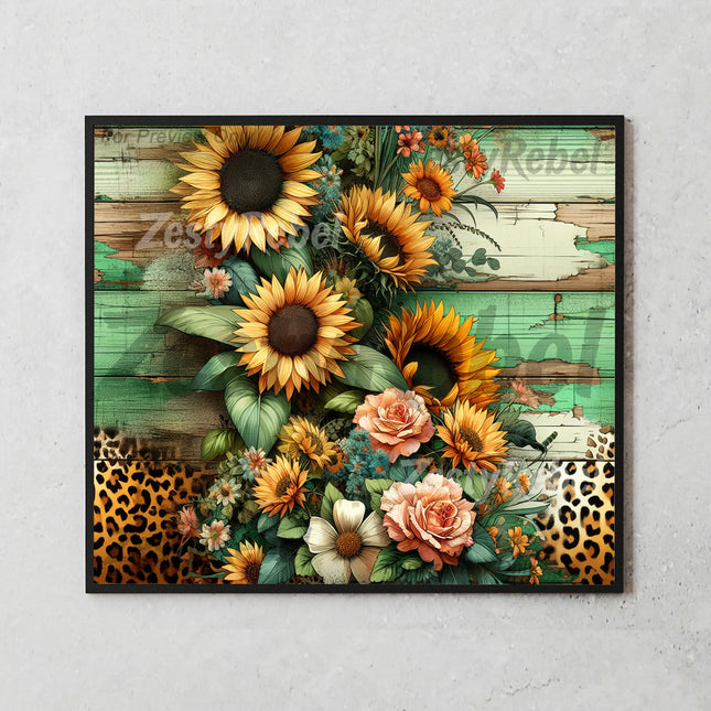 Best tumbler png for print on demand – floral wrap with roses and distressed farmhouse wood