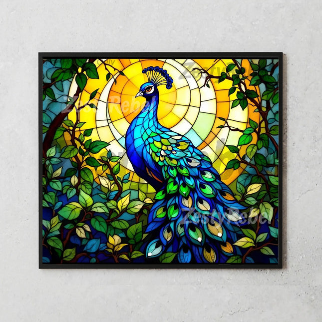 Best tumbler png for print on demand – colorful stained glass bird wrap for crafters and artists