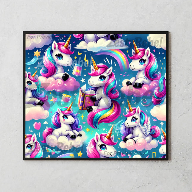 Best tumbler png for wall art and POD – dreamy unicorn design with stars and clouds