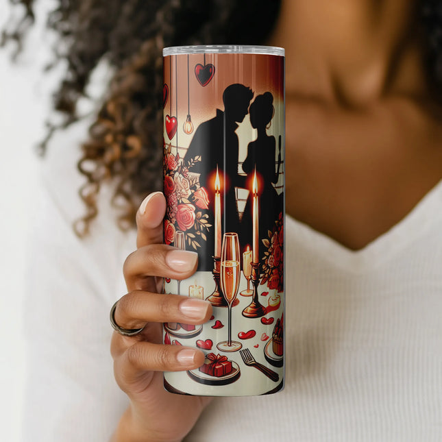Best tumbler png for romantic drinkware – Valentine’s Day sublimation wrap with roses and candles