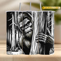 Bigfoot hiding in forest PNG design for 20oz sublimation tumbler crafting.