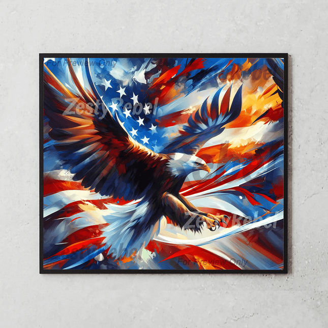20oz tumbler design with dynamic patriotic brush background and soaring eagle