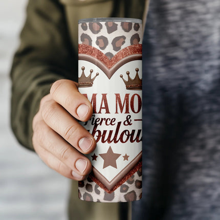 Digital wrap for 20oz tumbler celebrating strong, stylish mothers with attitude