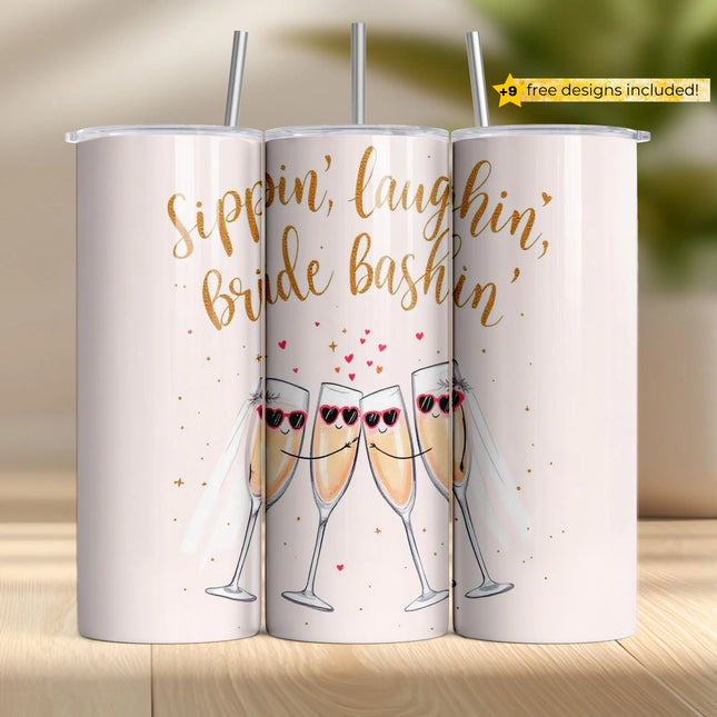 Buy tumbler png for sublimation – champagne glasses design for bridal party gifts