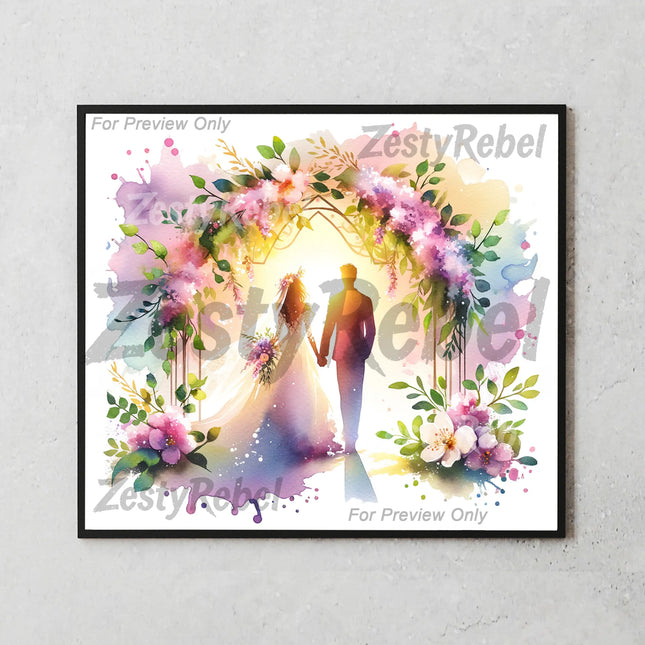 High-resolution tumbler wrap featuring romantic couple and dreamy florals for wedding gifts and POD.