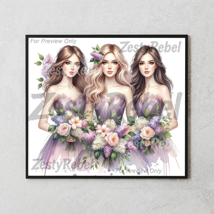 Best tumbler png for print on demand and wall art – bridesmaid wrap with floral watercolor detail