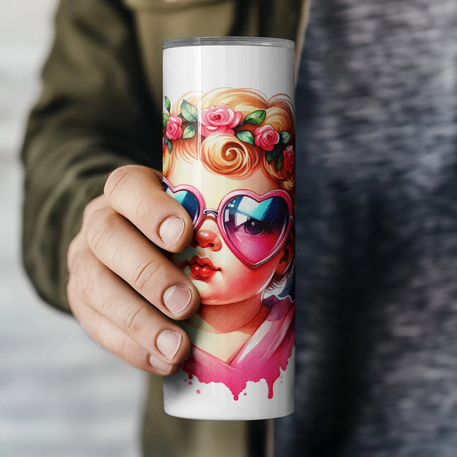 Buy cherub heart glasses tumbler png – cute digital download for crafters and gift makers