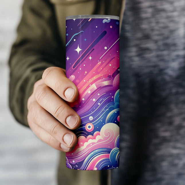 Buy tumbler png digital galaxy clouds design – sublimation wrap with stars, waves, and planets