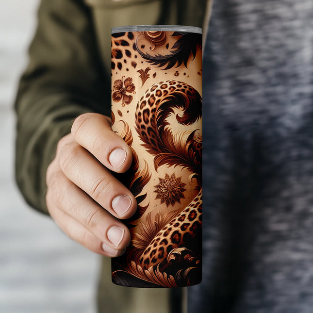 Buy tumbler png digital leopard baroque design – sublimation wrap for fashion lovers and POD shops