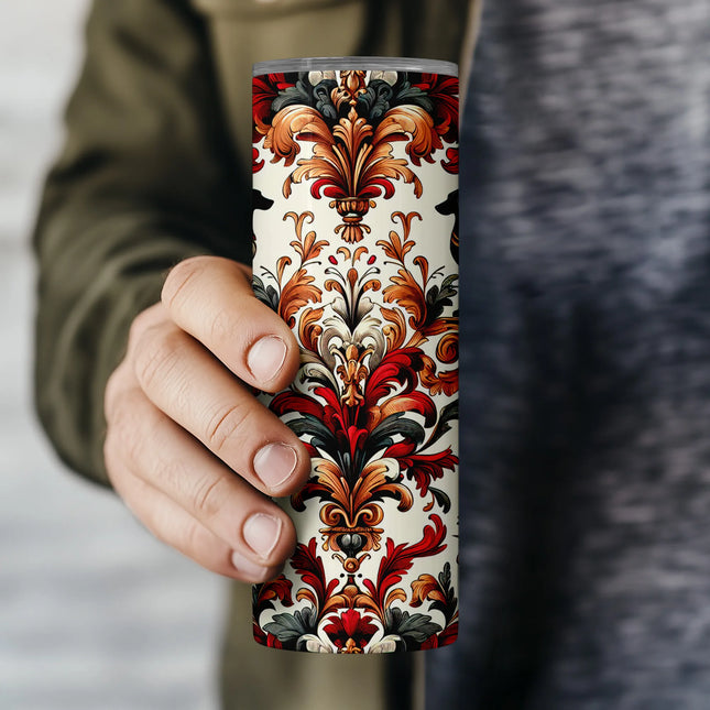 Buy tumbler png with ornate dog clipart – sublimation download for coffee lovers and gift makers