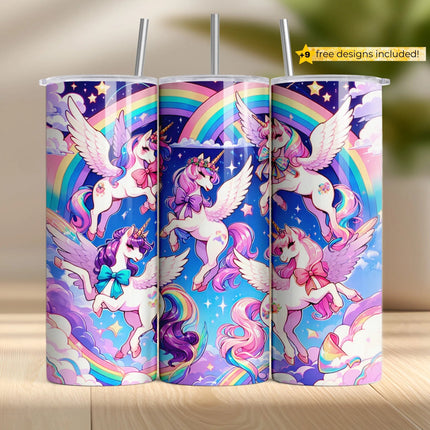 Buy unicorn tumbler png for sublimation – magical pink digital download design for fantasy crafters