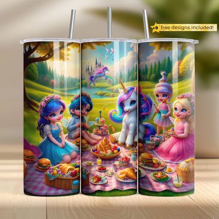 Buy unicorn tumbler png for sublimation – whimsical fairy picnic digital download wrap