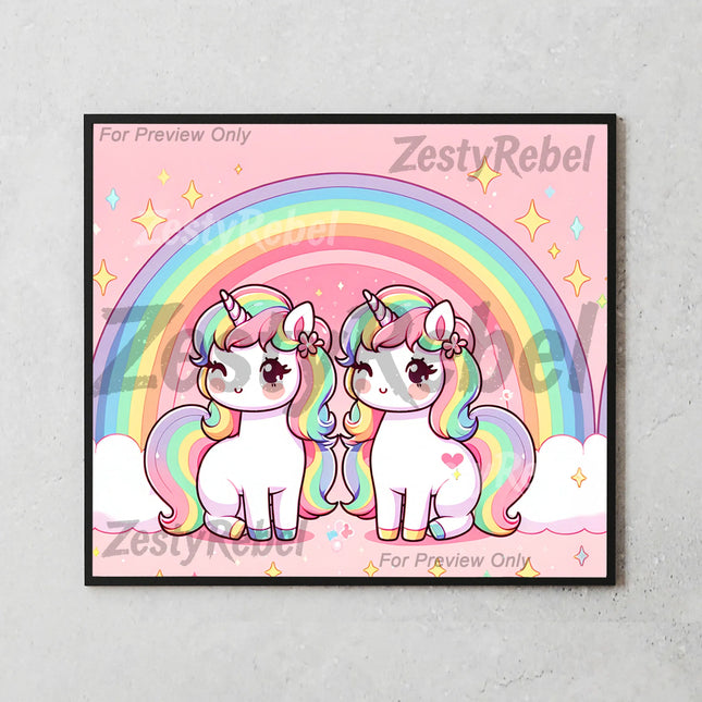 Buy unicorn tumbler png for print on demand and unicorn wall art – digital kawaii sublimation wrap