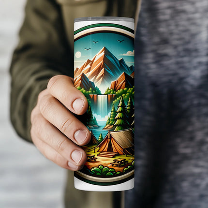 Buy tumbler png tent and waterfall design – digital sublimation wrap for crafters and gift makers