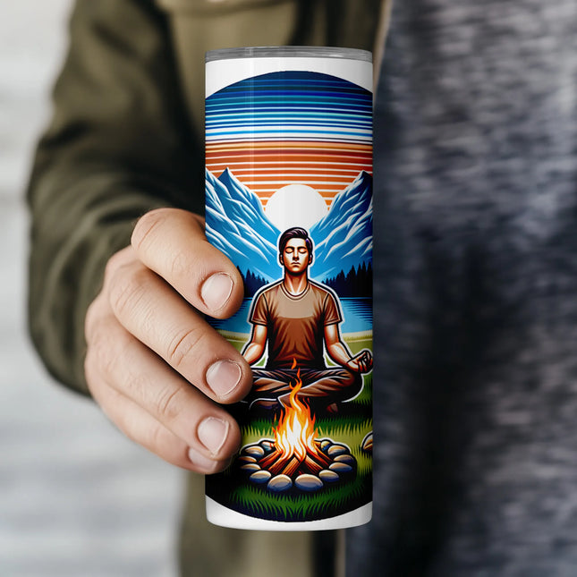 Buy tumbler png outdoor meditation design – digital wrap download for crafters and POD sellers