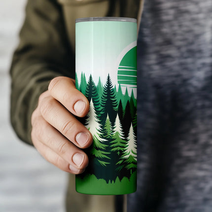 Buy tumbler png outdoor wilderness design – pine tree sublimation download for crafters and POD sellers
