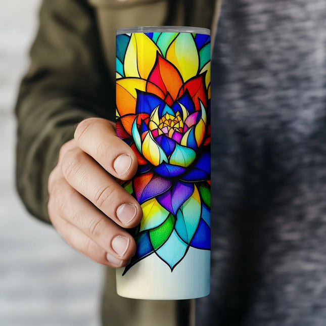 Buy tumbler png rainbow design – digital stained glass wrap for coffee lovers and gift makers