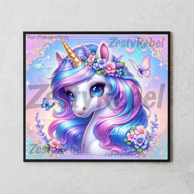 Buy unicorn tumbler png for elegant wall art and print on demand – pastel fantasy sublimation wrap