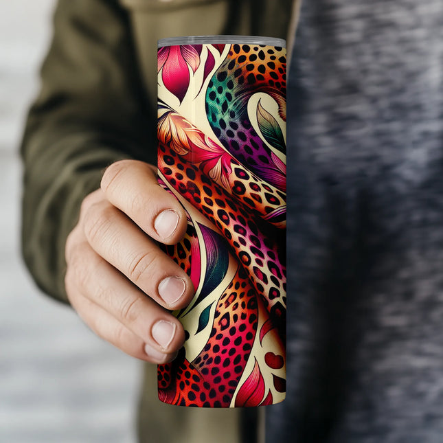 Buy tumbler png vibrant leopard design – sublimation wrap download for crafters and gift makers