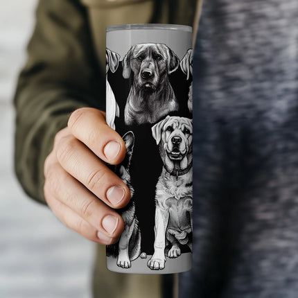PNG wrap featuring detailed dog breed illustrations for 20oz sublimation tumblers and pet-themed gifts.