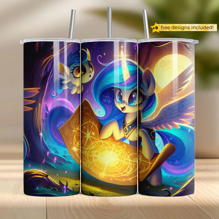 Cosmic unicorn with glowing star chart design perfect for fantasy tumbler sublimation wraps.