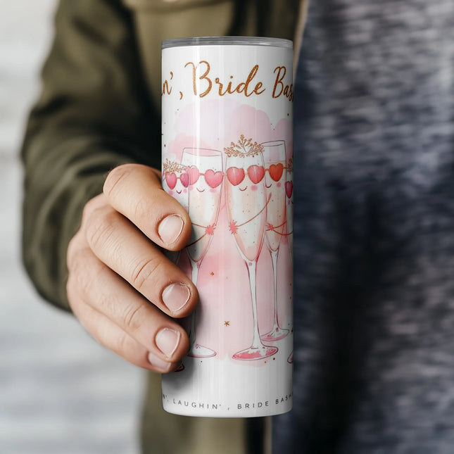 Cheap tumbler png sublimation wrap – pink bachelorette champagne glass design for gifts and DIY