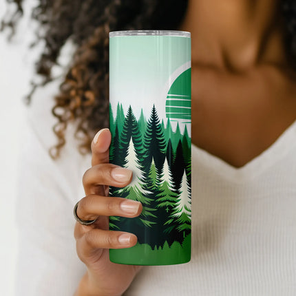 Cheap tumbler png evergreen forest wrap – ideal for camping gifts and DIY sublimation crafts