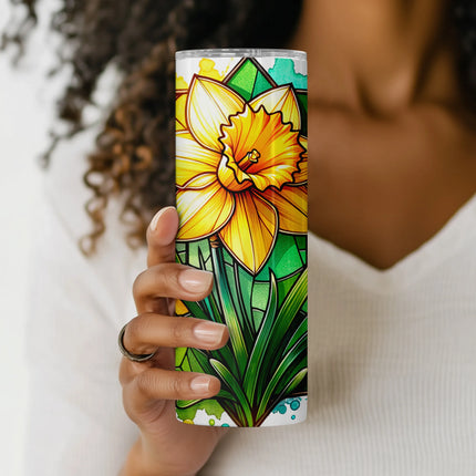 Cheap daffodil tumbler png sublimation – spring flower design for clipart bundle and wall art crafts