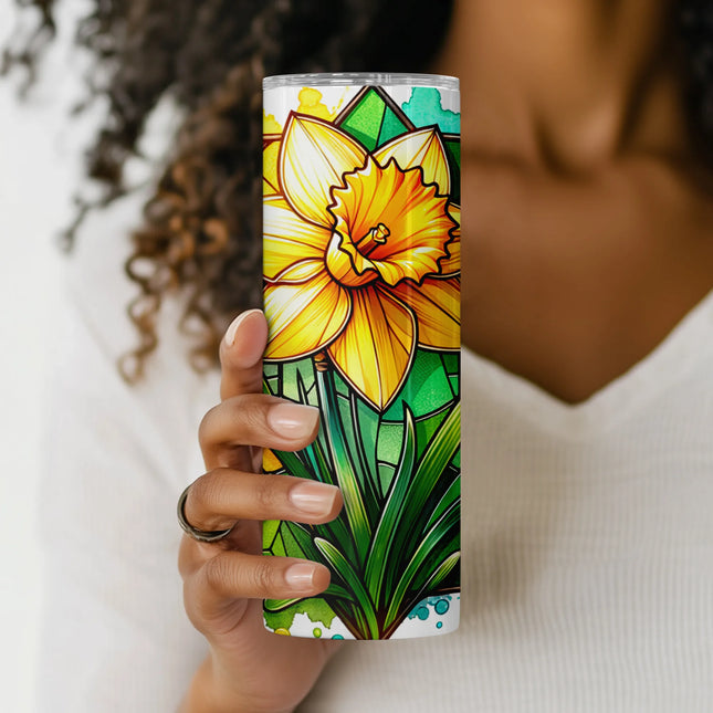 Cheap daffodil tumbler png sublimation – spring flower design for clipart bundle and wall art crafts