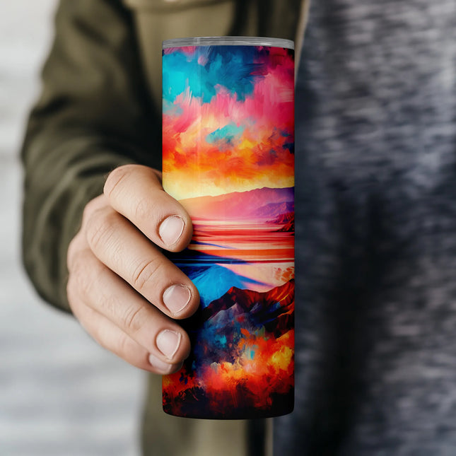 Cheap tumbler png painted desert wrap – ideal for DIY sunset crafts and gift ideas