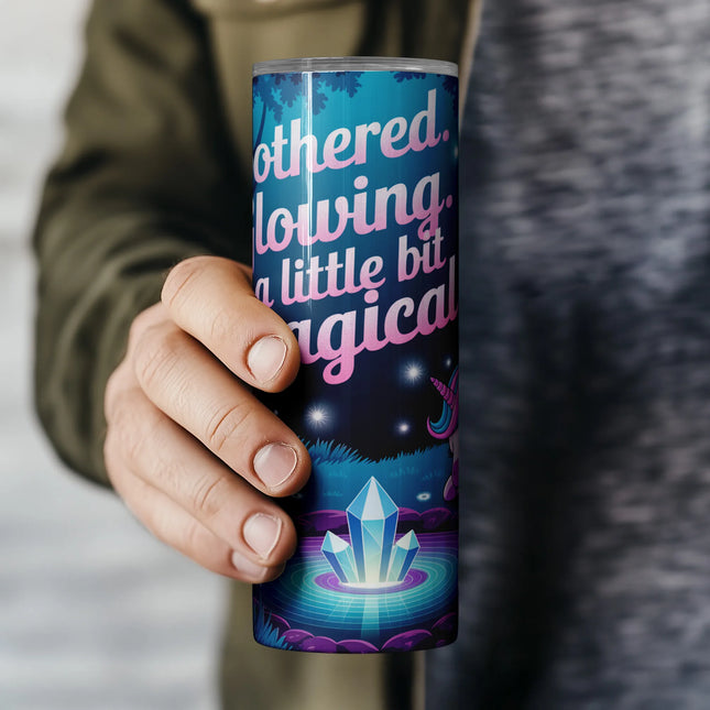 Cheap tumbler png sublimation wrap – sleeping unicorn with glowing crystal for fantasy gifts