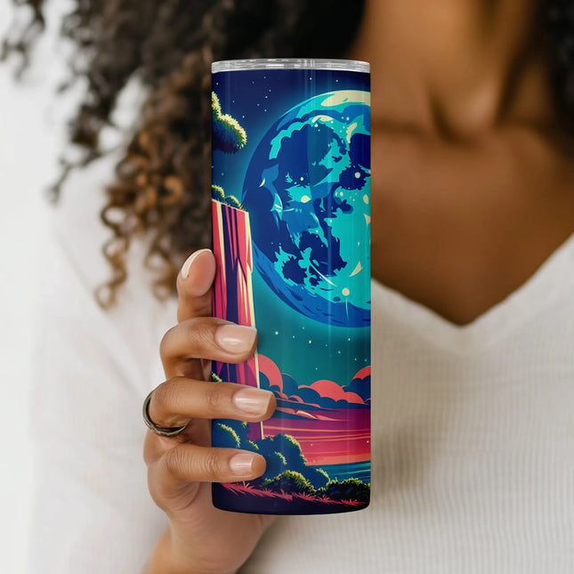 Cheap tumbler png fantasy cliff and moon sublimation – ideal for magical DIY crafts