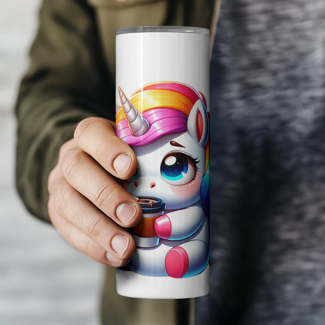 Cheap rainbow tumbler png wrap – coffee unicorn design for DIY and wall art projects
