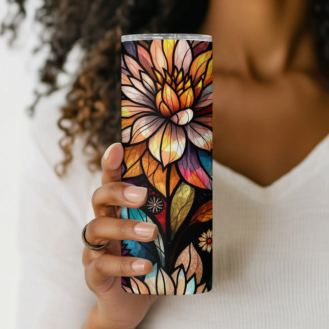 Cheap tumbler png stained glass sublimation download – floral clipart bundle with bonus free clipart