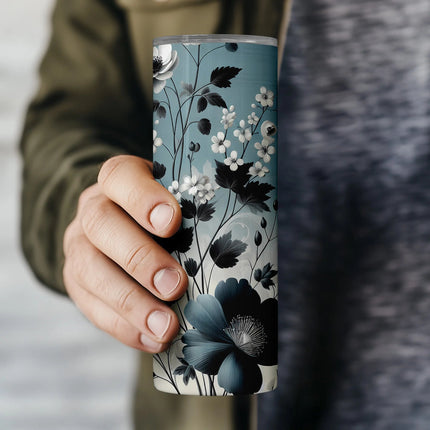 Sophisticated floral sublimation PNG for tumblers featuring vintage-style blooms