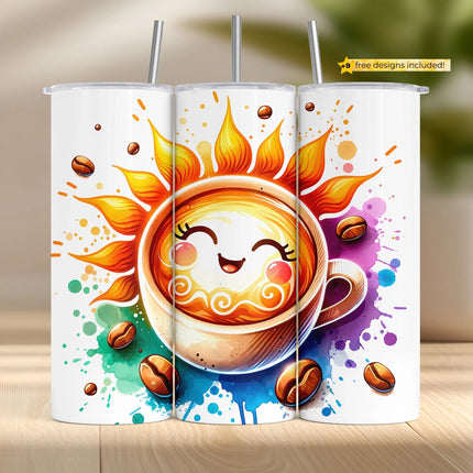 Coffee Love Tumbler Wrap PNG – Vintage Sublimation Design for 20ozSingle DesignZestyRebel