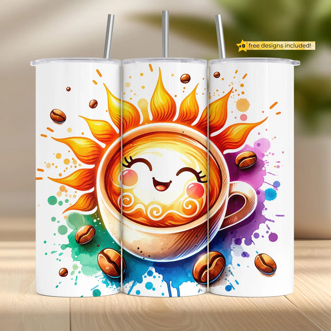 Coffee Love Tumbler Wrap PNG – Vintage Sublimation Design for 20ozSingle DesignZestyRebel